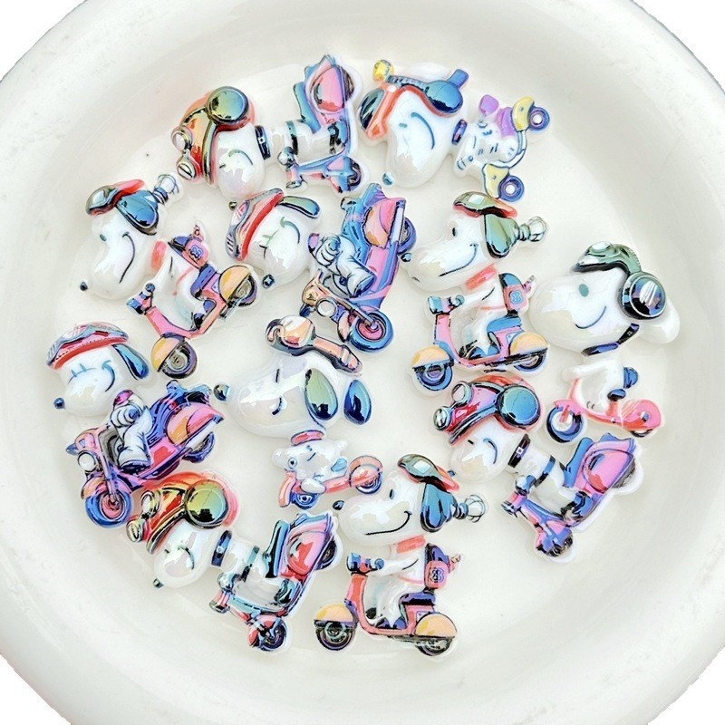 Snoopy Design Resin Spacer Beads, DIY Accessories for Keychains & Bead Pens