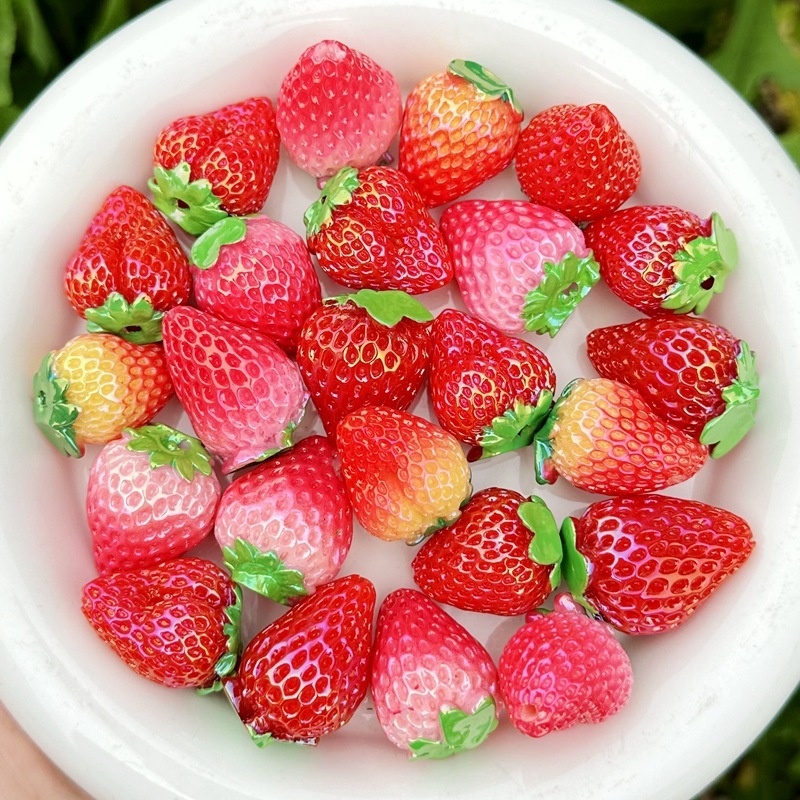 Cute Fruit Strawberry Loose Beads, Versatile Decor for Keychains, Phone Chains & Bead Pens