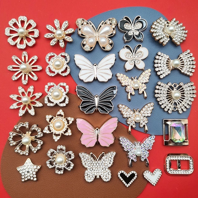 Cute Electroplated Butterfly Floral Square Fan Heart Charms DIY Supplies for Hair Clip Phone Case & Shoe Clips