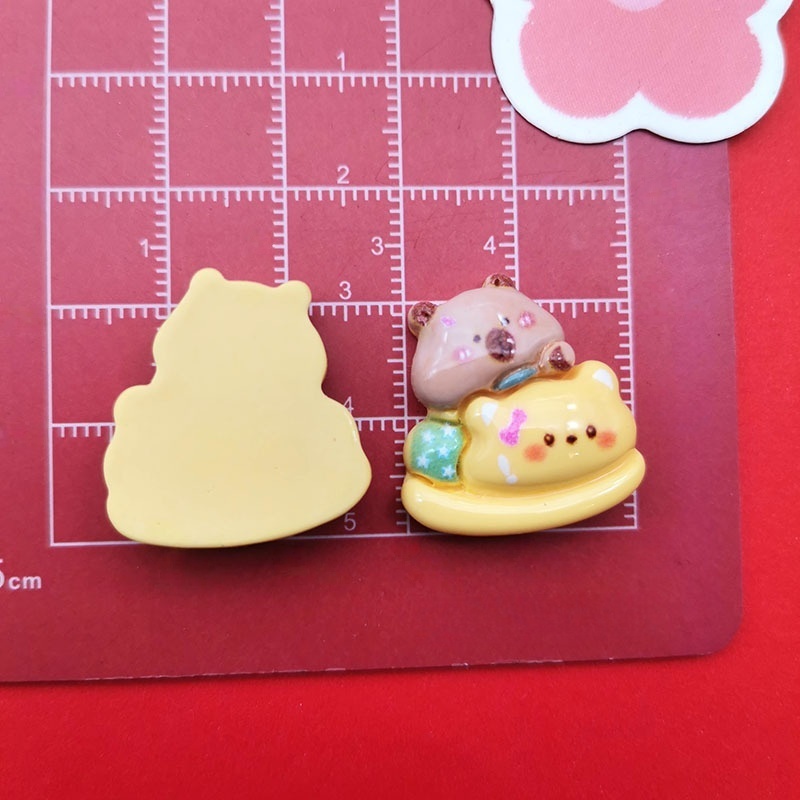  Lovely Shiny Cartoon Capybara Dress Up Collection Resin Accessories For Hairpin Phone Case Sticker