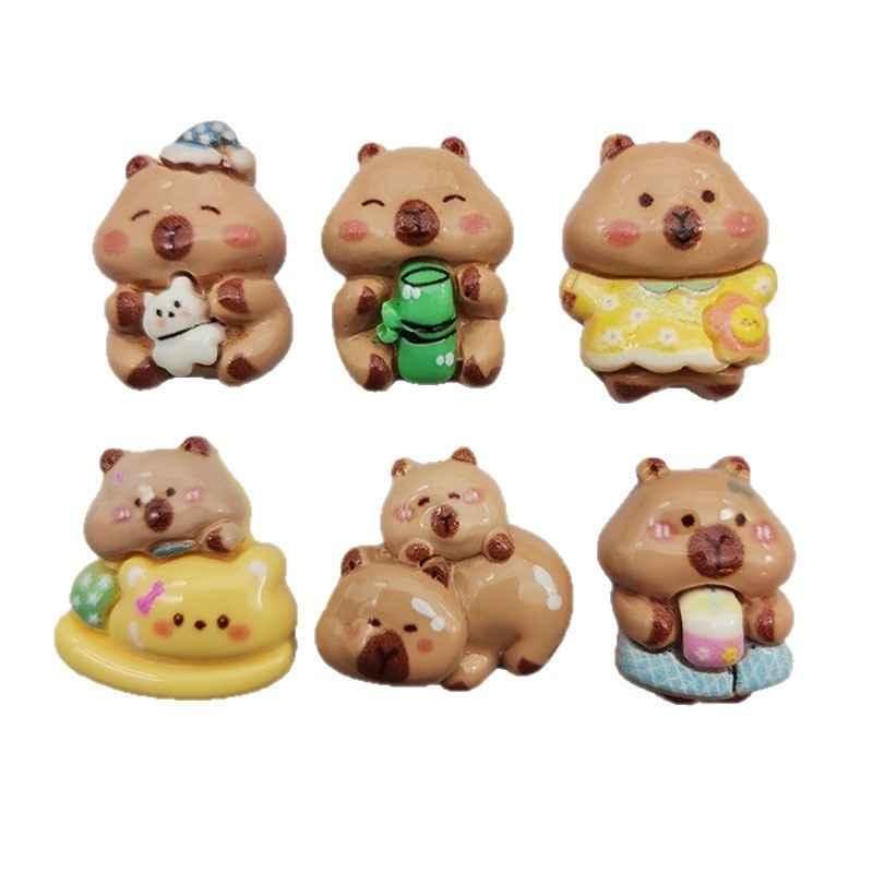  Lovely Shiny Cartoon Capybara Dress Up Collection Resin Accessories For Hairpin Phone Case Sticker