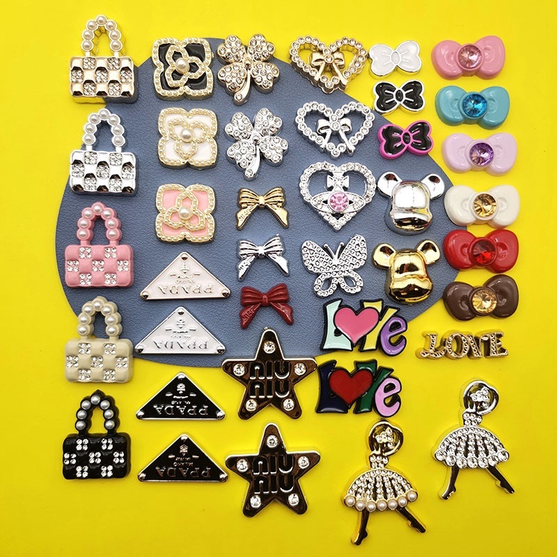 Fashion Colorful Electroplated Girl & Bow Star Plastic Charms for DIY Hair Clips Phone Case Shoe Buckles