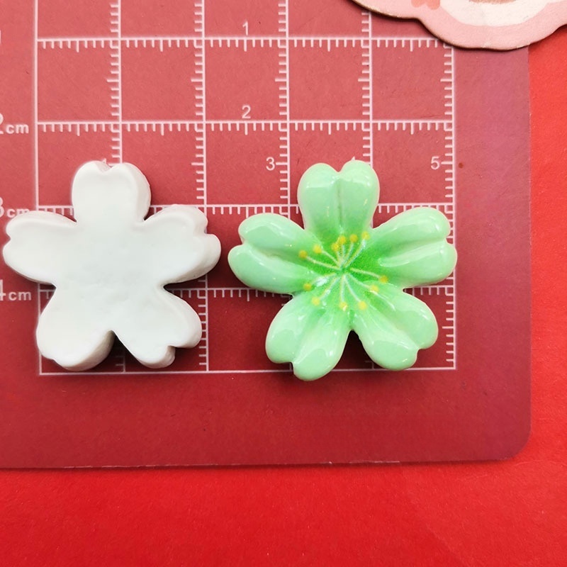 Shiny Simulation Colorful Cherry Blossom 5-Petal Flower Resin Charms For DIY Hair Clip Phone Case Cup Decor