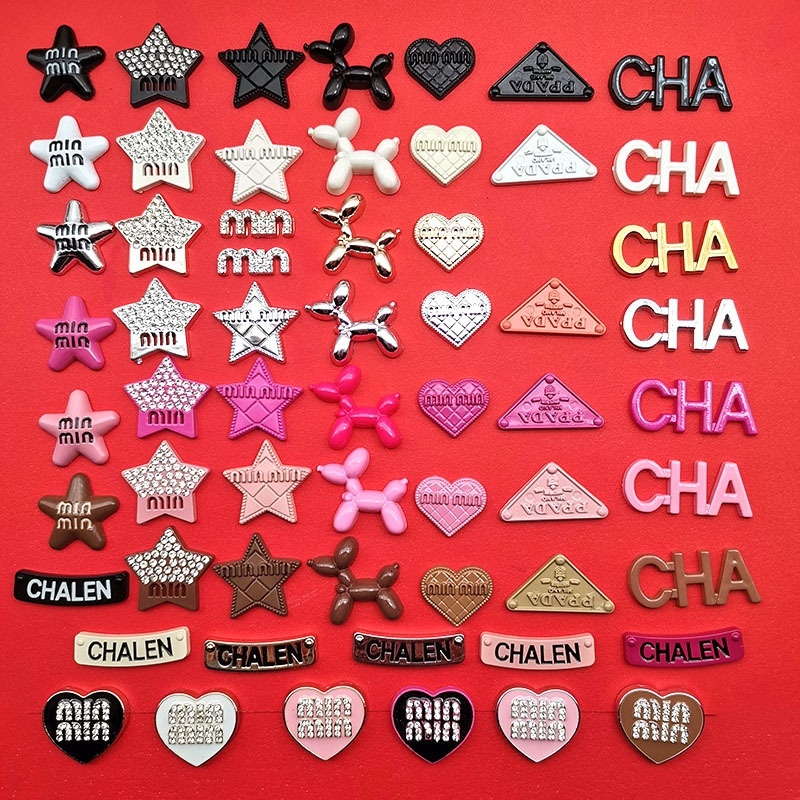 New Arrival Colorful Enamel Letter Smile Star Tweed Style Resin Charms For DIY Hair Clip Phone Case