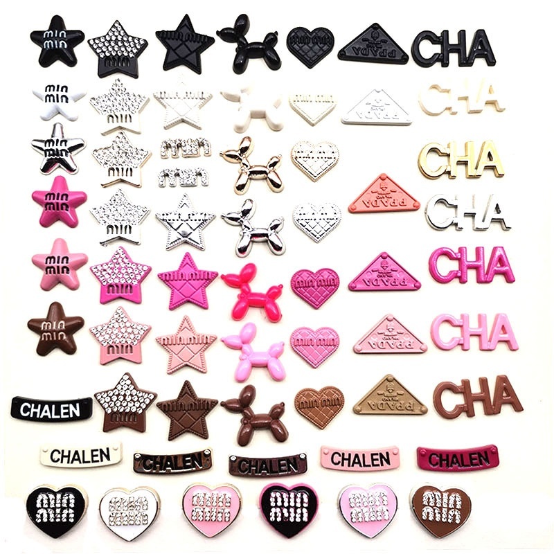 New Arrival Colorful Enamel Letter Smile Star Tweed Style Resin Charms For DIY Hair Clip Phone Case