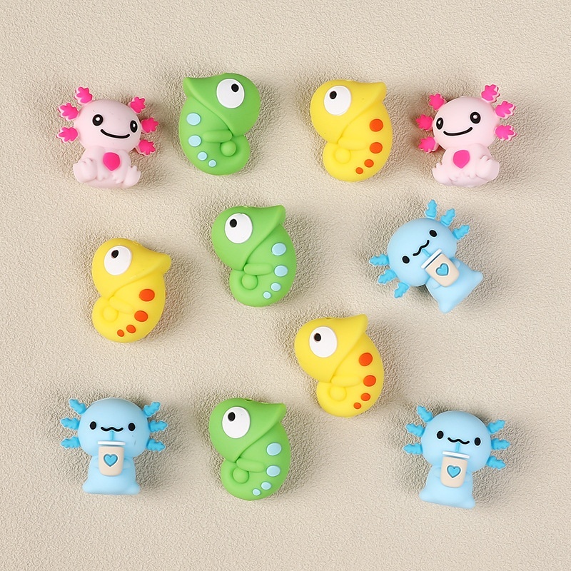 Creative 3D Chameleon Silicone Beads ，Cute Animal DIY Beads for Pens & Jewelry