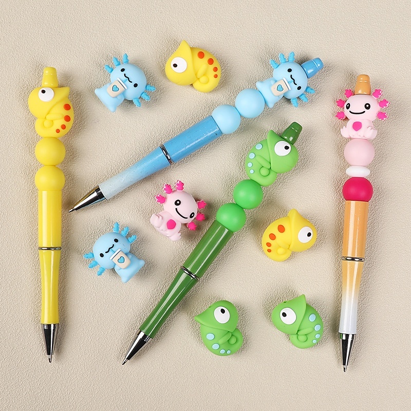 Creative 3D Chameleon Silicone Beads ，Cute Animal DIY Beads for Pens & Jewelry