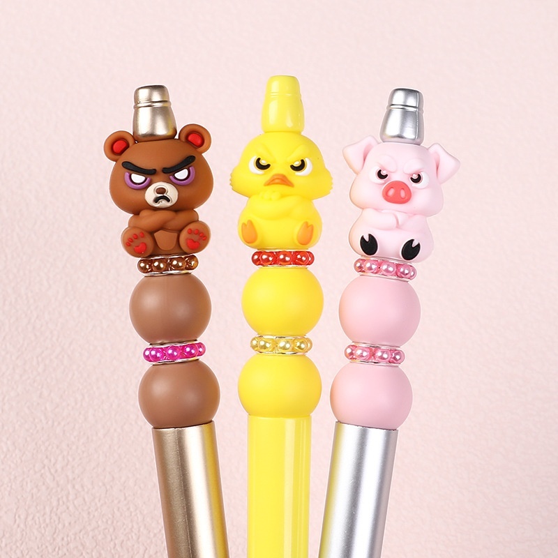 Cute Animal Design 3D Silicone Beads | Beaded Pen Accessories