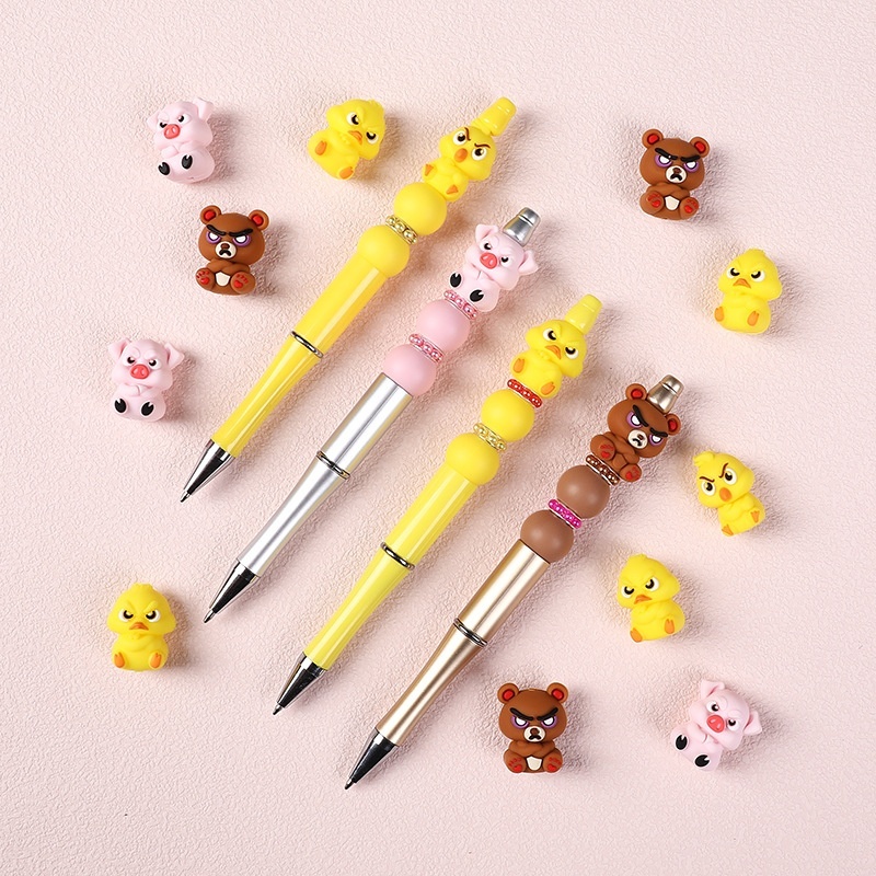 Cute Animal Design 3D Silicone Beads | Beaded Pen Accessories