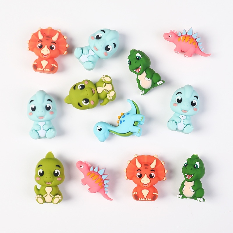 Cross-border Hot 3D Dinosaur Silicone Focal Beads | Versatile DIY Jewelry & Pen Supplies