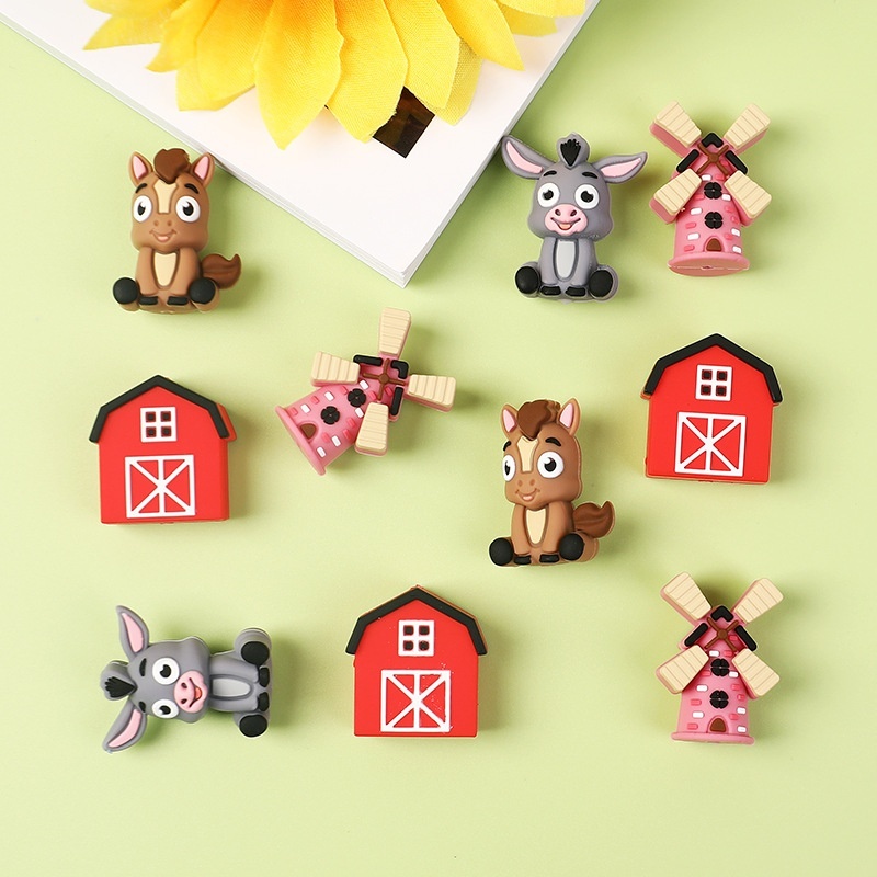 3D Farm Donkey Silicone Beads | DIY Keychain, Bracelet & Beaded Pen Accessories