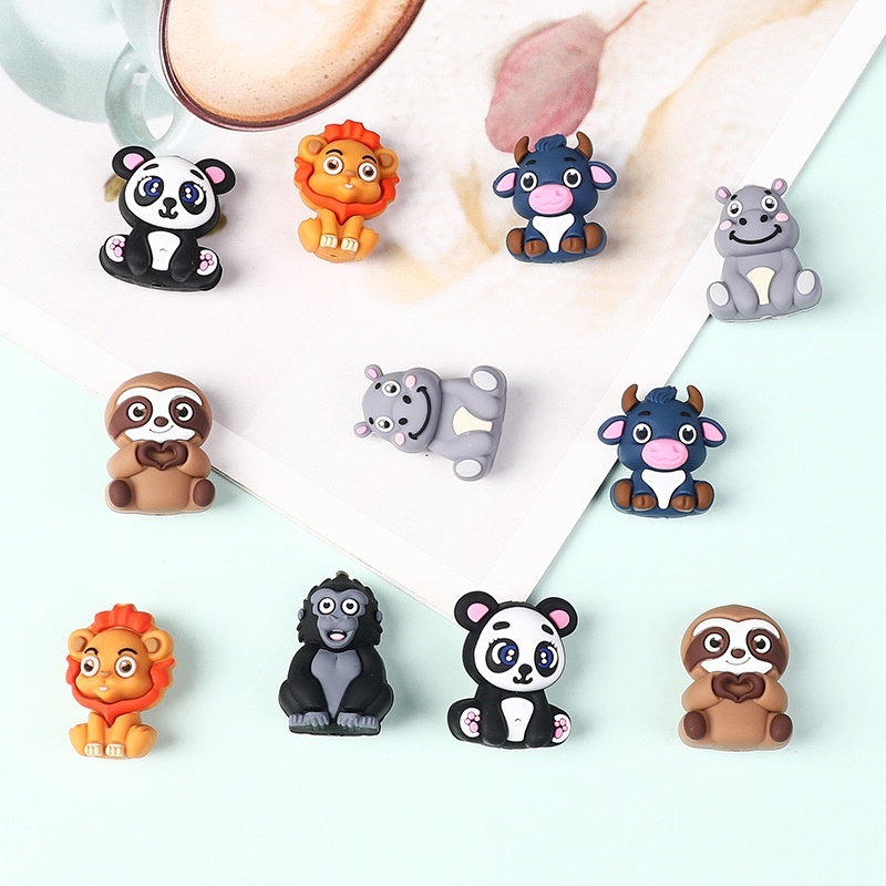 3D Cow & Lion Silicone Beads | Cute Cartoon Animal DIY Beads for Bracelets, Keychains & Beaded Pens