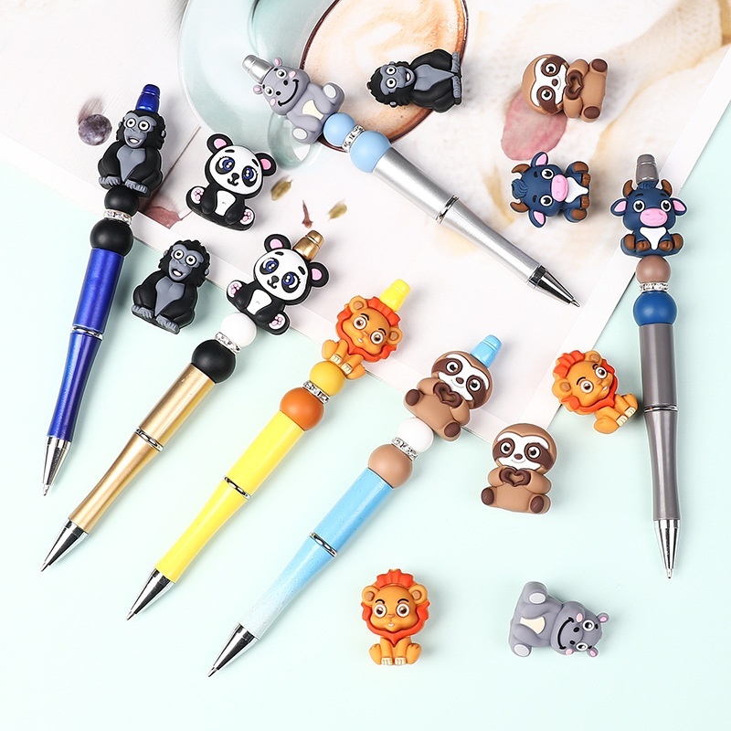 3D Cow & Lion Silicone Beads | Cute Cartoon Animal DIY Beads for Bracelets, Keychains & Beaded Pens