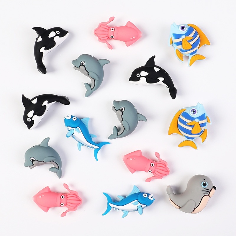 Cartoon Marine Fish Silicone Beads | DIY Accessories for Bracelets, Keychains & Beaded Pens