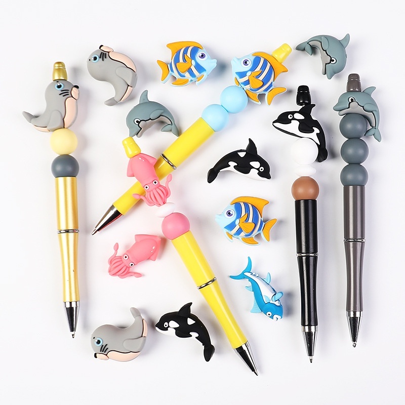 Cartoon Marine Fish Silicone Beads | DIY Accessories for Bracelets, Keychains & Beaded Pens