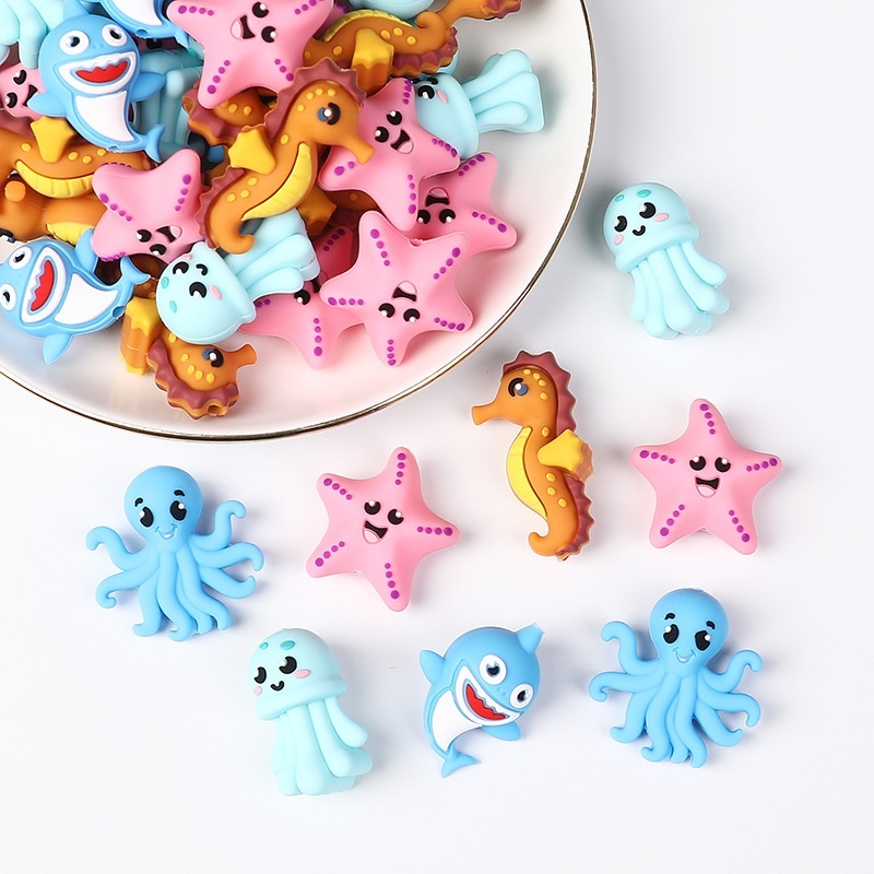 Cross-border Hot 3D Marine Silicone Beads | Starfish & Octopus DIY Accessories