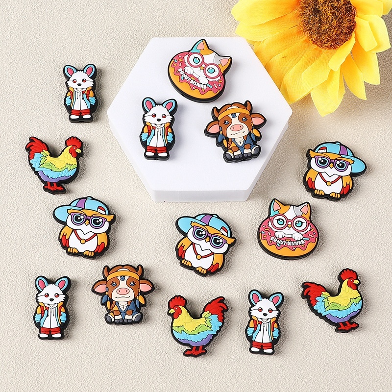 Cartoon Rooster & Owl Silicone Beads | Mixed Styles Wholesale for Beaded Pen Accessories