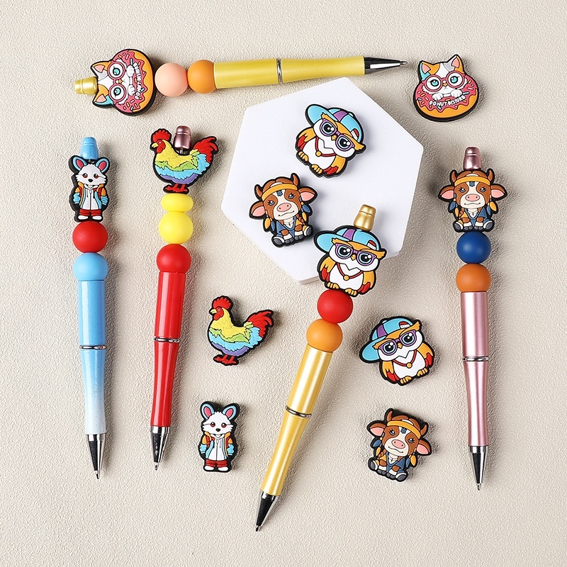Cartoon Rooster & Owl Silicone Beads | Mixed Styles Wholesale for Beaded Pen Accessories