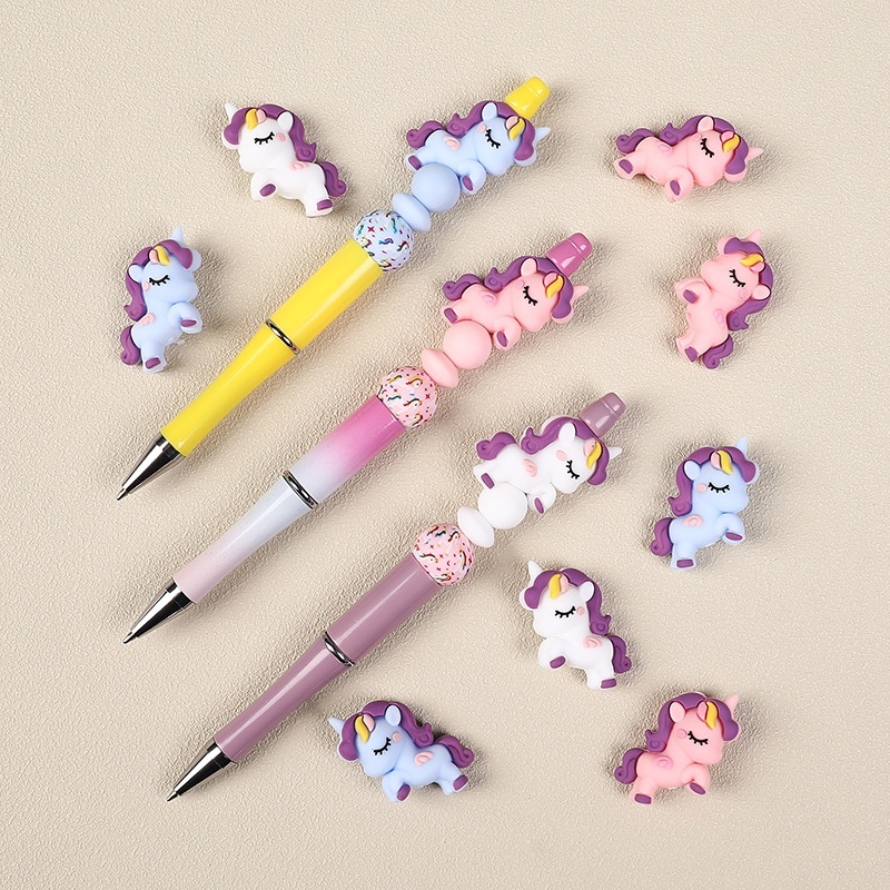 Adorable 3D Unicorn Silicone Beads ，Versatile Charms for Beaded Pens & DIY Crafts