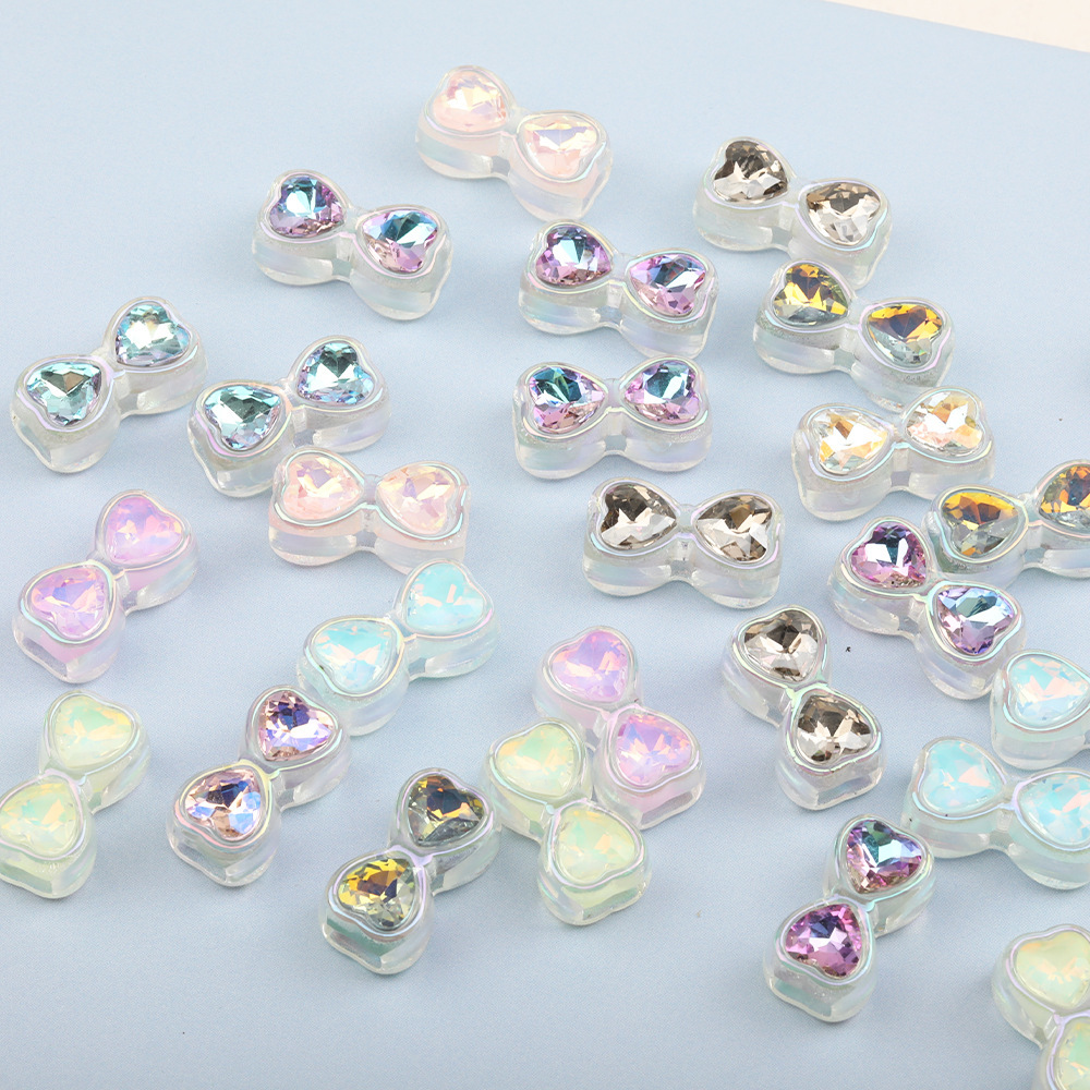 Colorful Heavy Craft Rhinestone Bow 4-Hole Beads for Bracelet, Keychain & Bead Pen