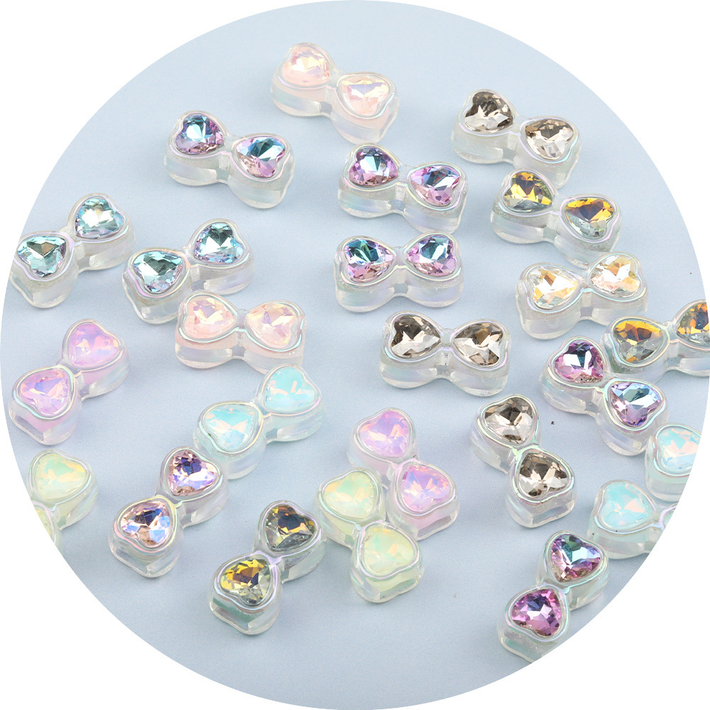 Colorful Heavy Craft Rhinestone Bow 4-Hole Beads for Bracelet, Keychain & Bead Pen