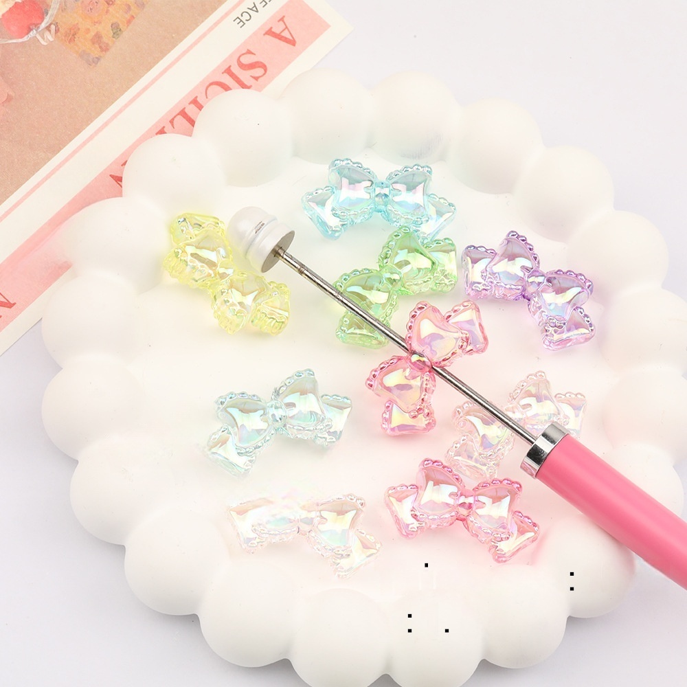 Color Plated Fresh Style Bow Loose Beads for DIY Bracelet, Car Hanging, Keychain & Bead Pen