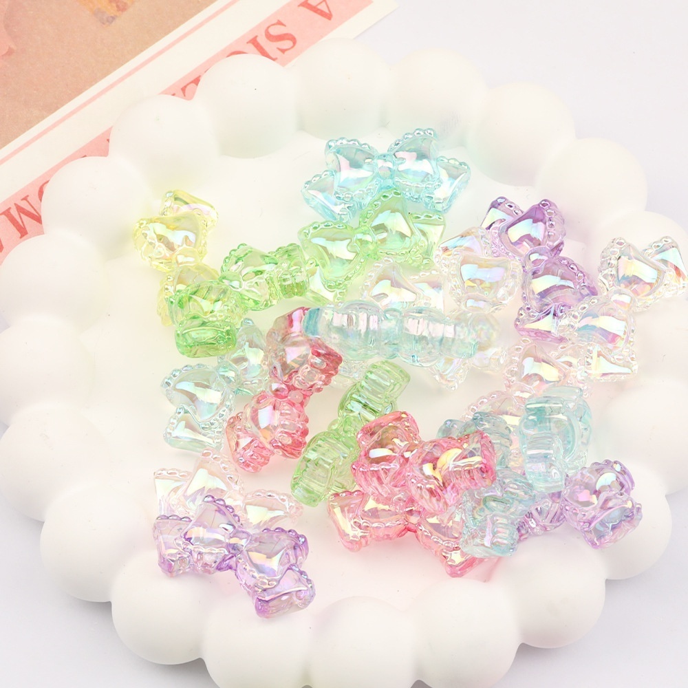 Color Plated Fresh Style Bow Loose Beads for DIY Bracelet, Car Hanging, Keychain & Bead Pen
