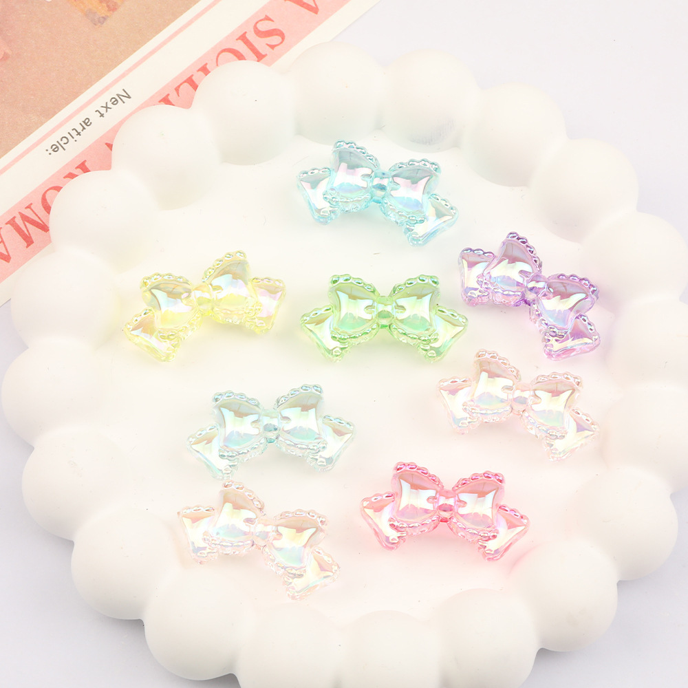 Color Plated Fresh Style Bow Loose Beads for DIY Bracelet, Car Hanging, Keychain & Bead Pen