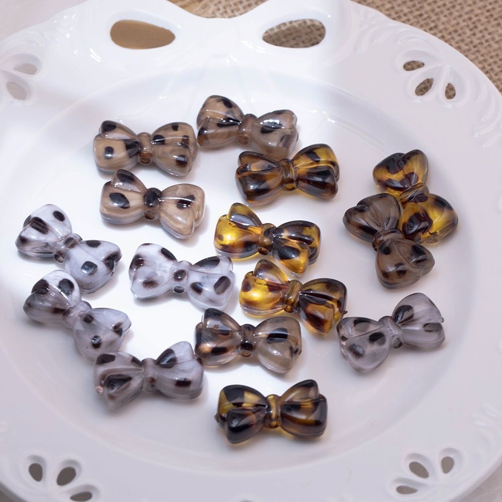 Leopard Print Bowknot Beads, Ins Style DIY Accessories for Keychain, Hair Clip, Phone Strap, Bead Pen