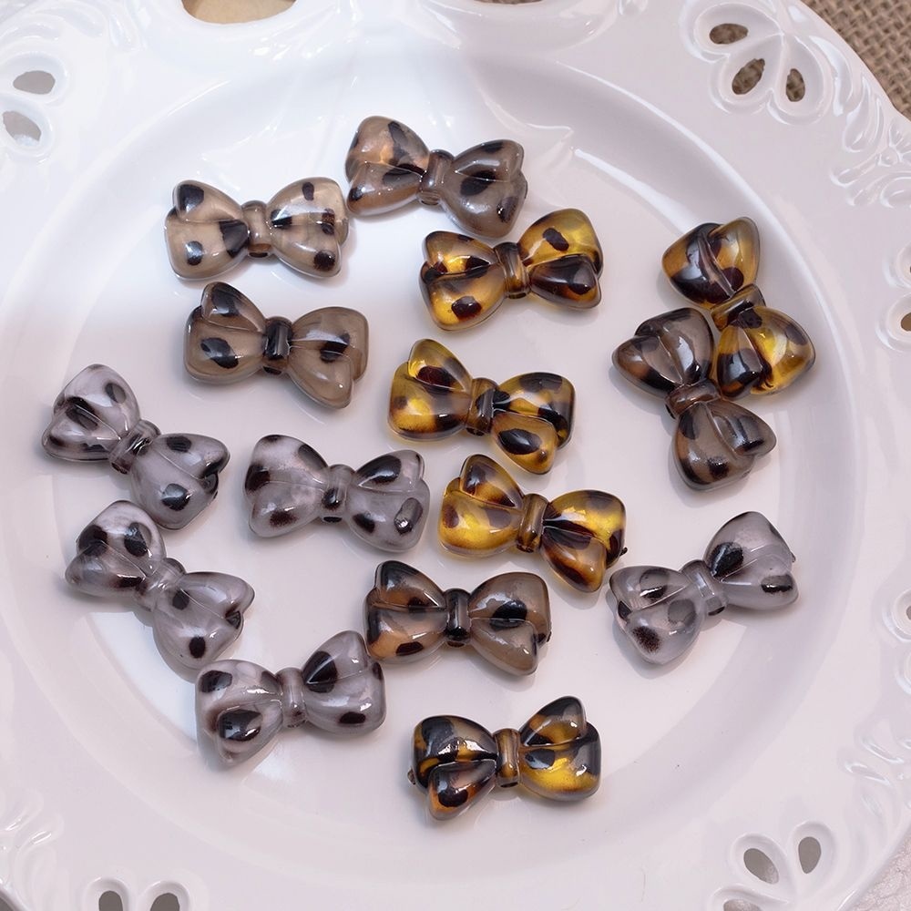 Leopard Print Bowknot Beads, Ins Style DIY Accessories for Keychain, Hair Clip, Phone Strap, Bead Pen