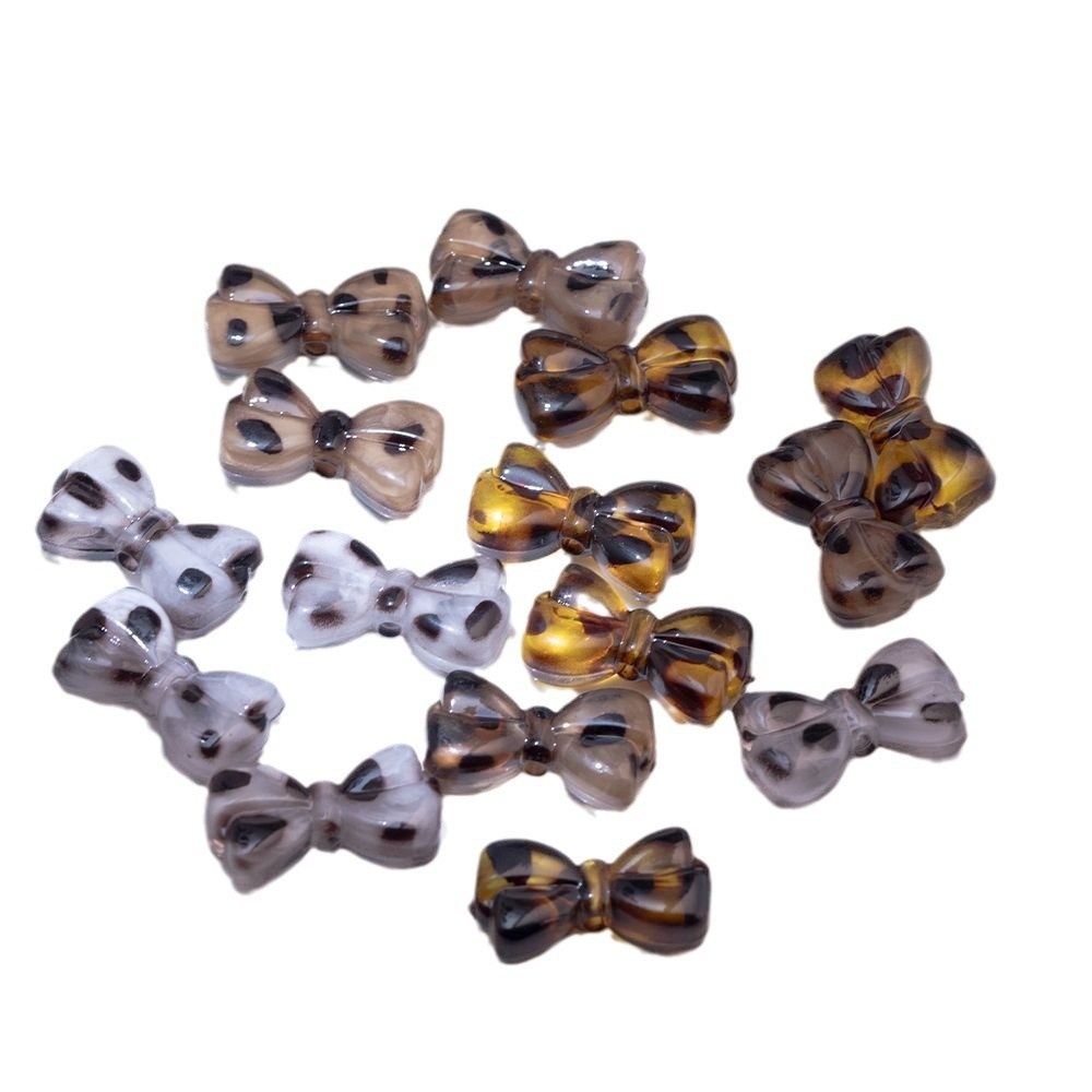 Leopard Print Bowknot Beads, Ins Style DIY Accessories for Keychain, Hair Clip, Phone Strap, Bead Pen
