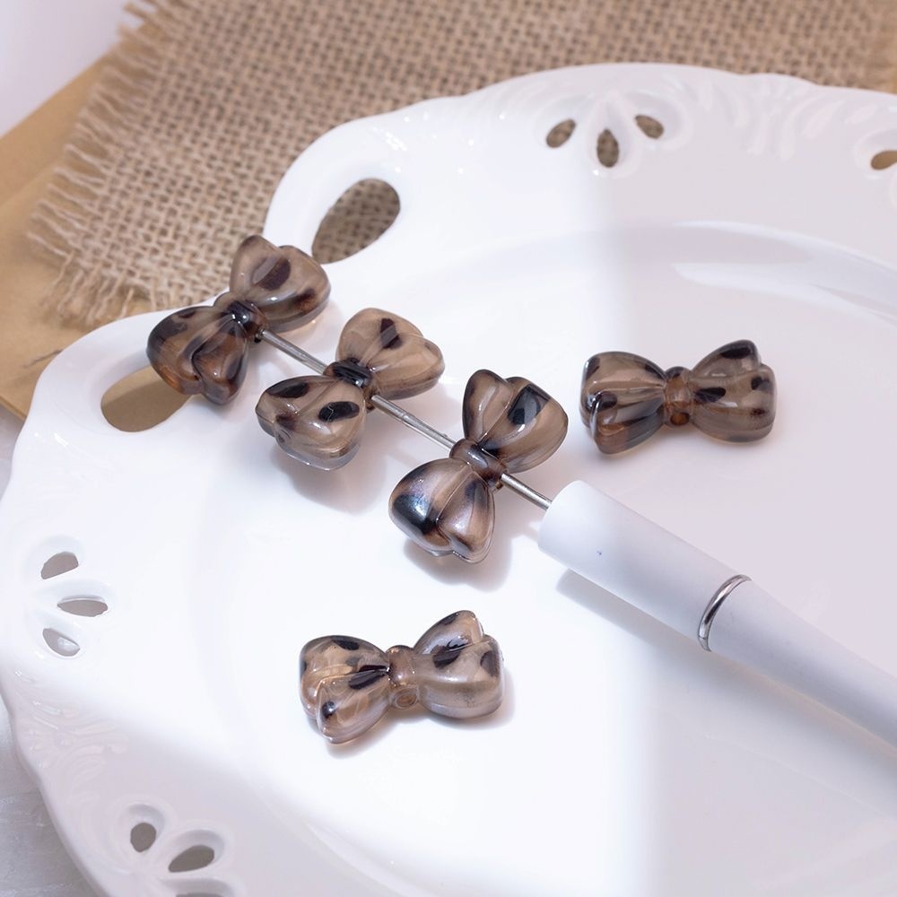 Leopard Print Bowknot Beads, Ins Style DIY Accessories for Keychain, Hair Clip, Phone Strap, Bead Pen