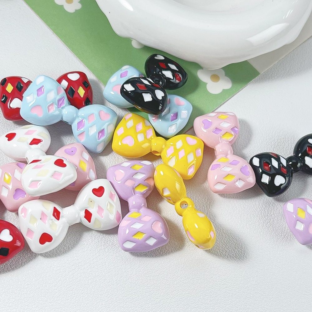 New Arrival Colorful Polka Dot 3D Bows for DIY Phone Chain, Bead Pen, Keychain & Necklace