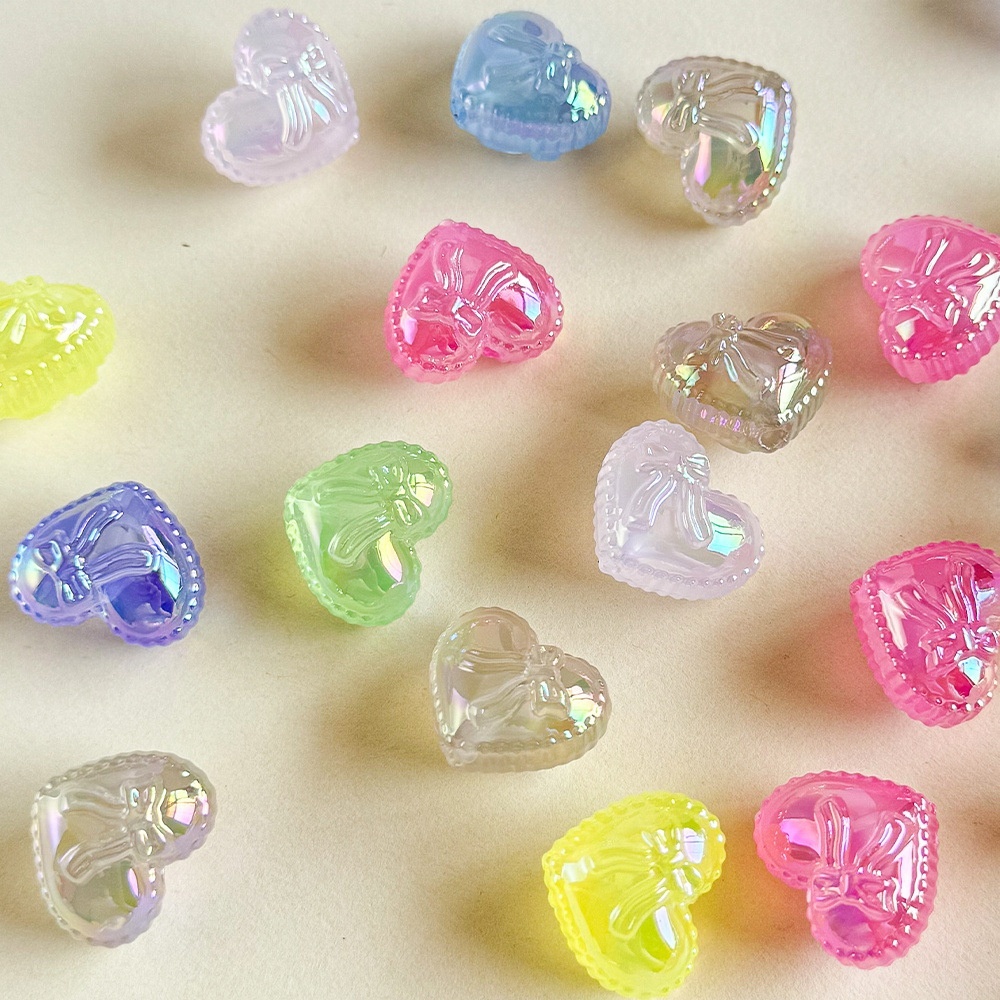 Jelly Color 3D Chubby Heart Bow Loose Beads for Phone Chain, Keychain & Bead Pen