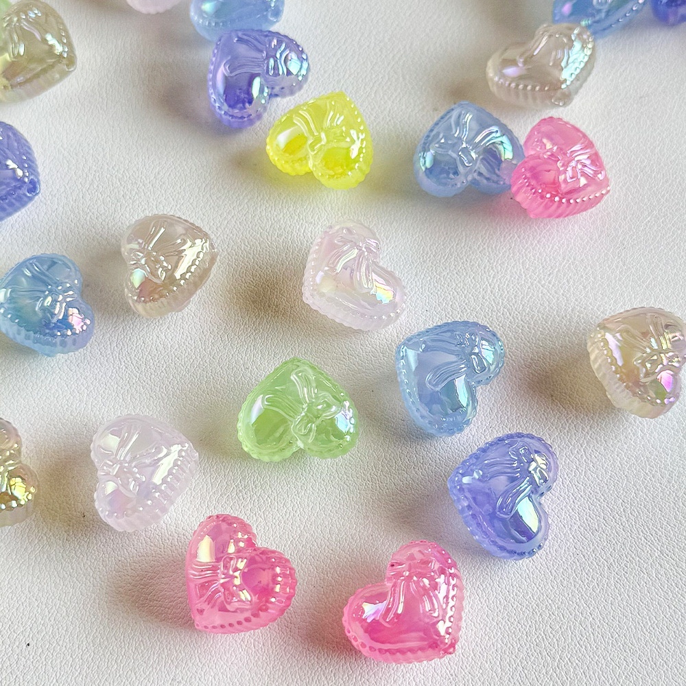 Jelly Color 3D Chubby Heart Bow Loose Beads for Phone Chain, Keychain & Bead Pen