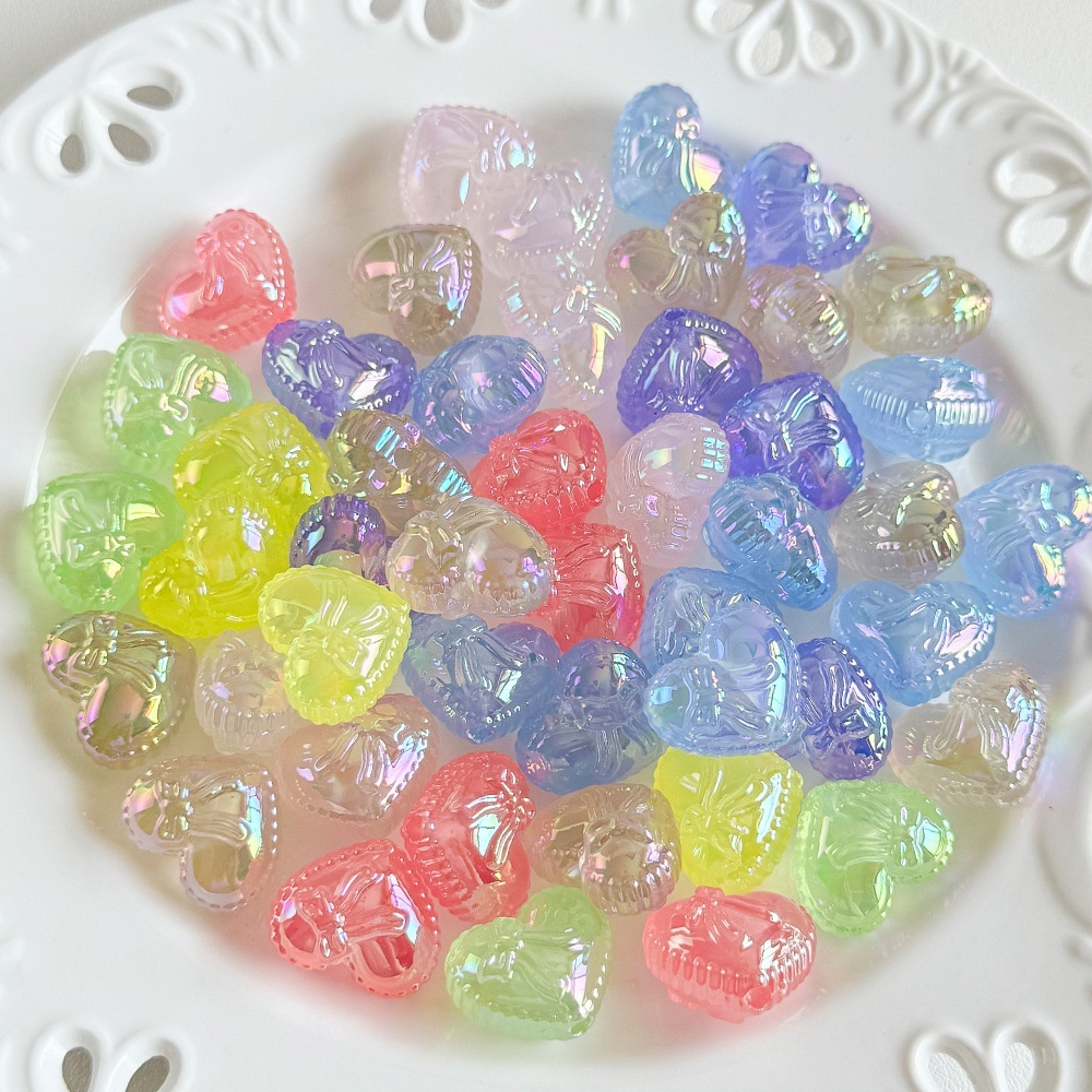 Jelly Color 3D Chubby Heart Bow Loose Beads for Phone Chain, Keychain & Bead Pen
