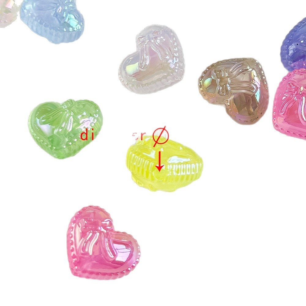 Jelly Color 3D Chubby Heart Bow Loose Beads for Phone Chain, Keychain & Bead Pen