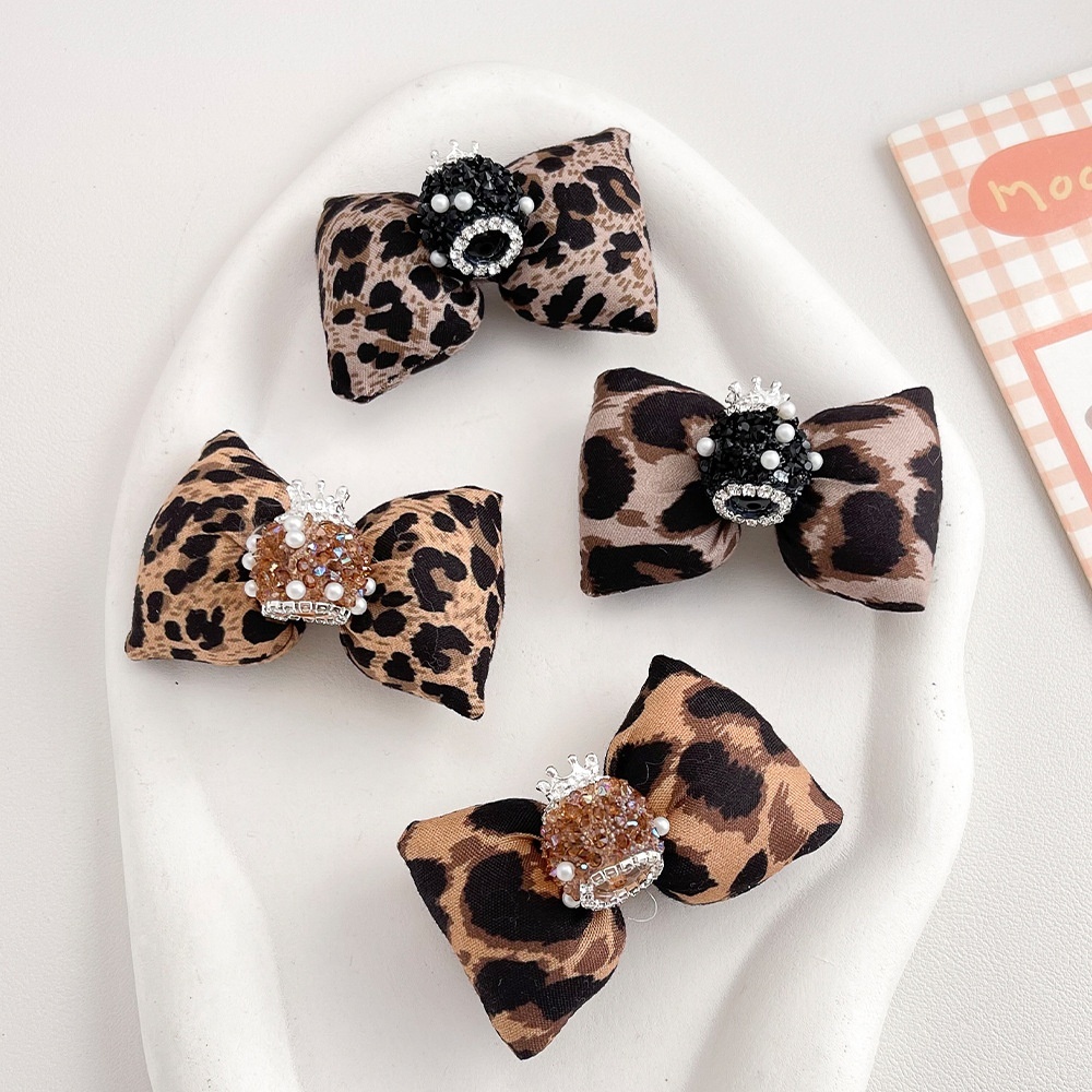 Korean Style Leopard Print Bow Heavy Duty Rhinestone Beads for DIY Phone Chain, Keychain & Bead Pen