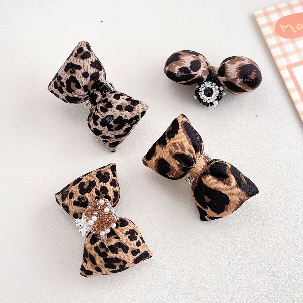Korean Style Leopard Print Bow Heavy Duty Rhinestone Beads for DIY Phone Chain, Keychain & Bead Pen