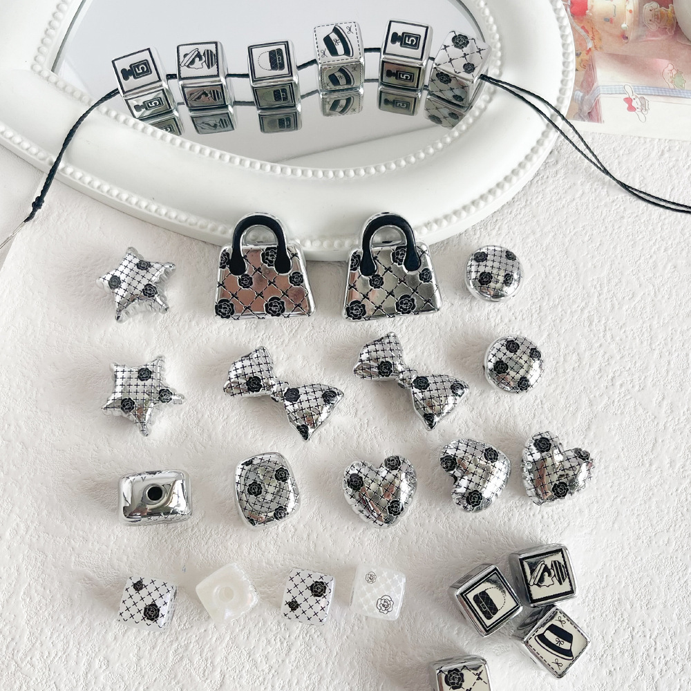 Chanel Style Enamel Rose Handbag & Star Loose Beads for Phone Chain, Keychain & Bead Pen