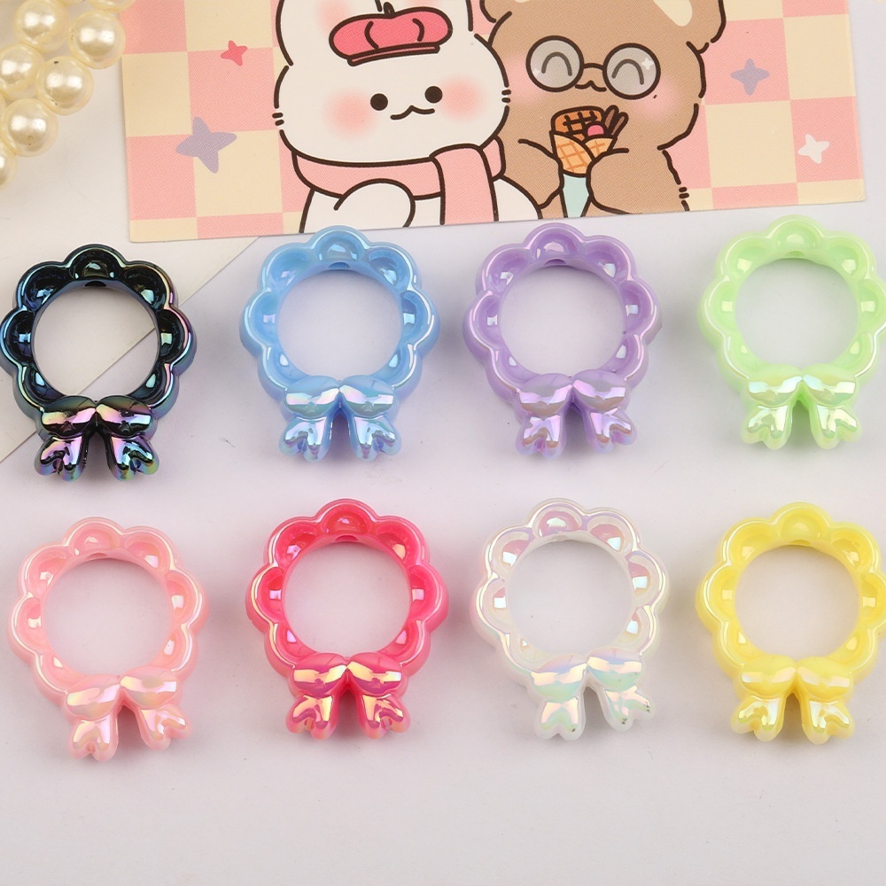 Colorful Wavy Flower & Bow Beads Base for DIY Phone Chain, Car Hanging, Keychain & Bead Pen