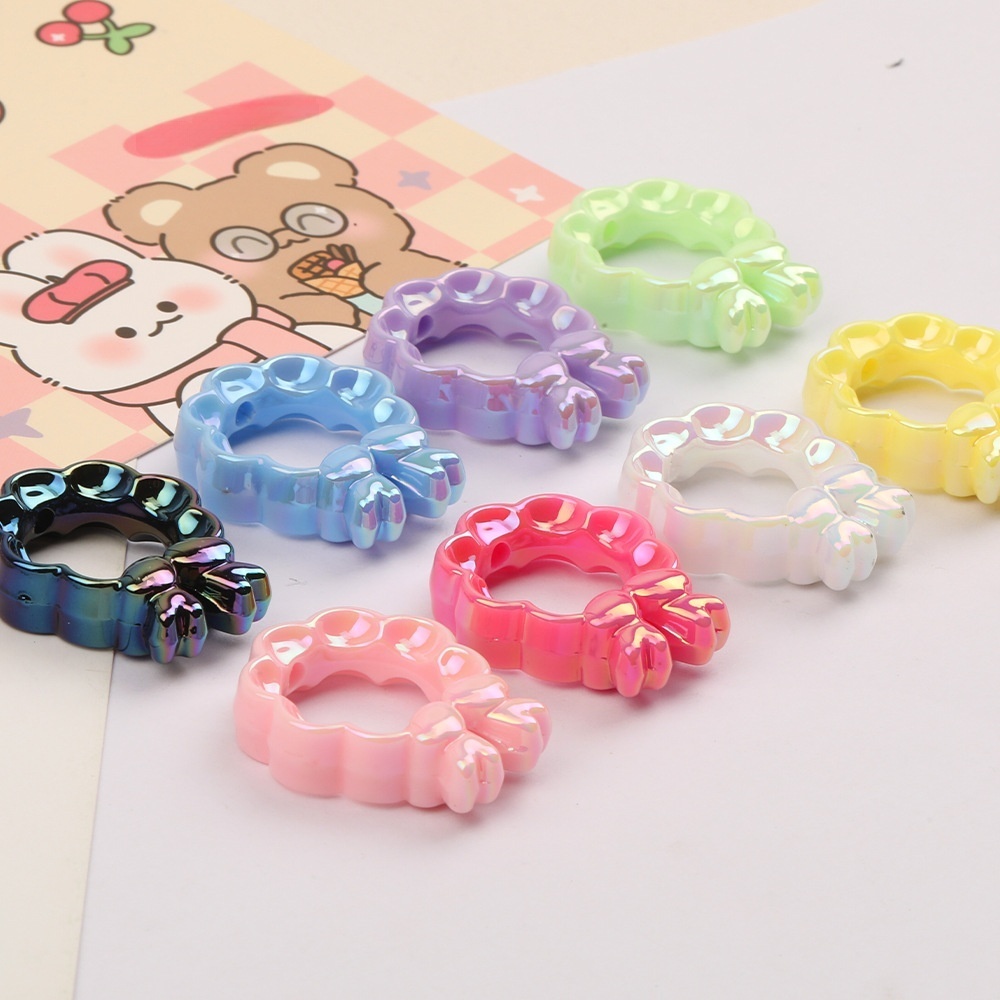 Colorful Wavy Flower & Bow Beads Base for DIY Phone Chain, Car Hanging, Keychain & Bead Pen