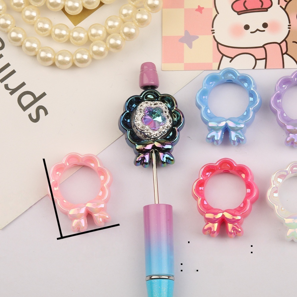Colorful Wavy Flower & Bow Beads Base for DIY Phone Chain, Car Hanging, Keychain & Bead Pen