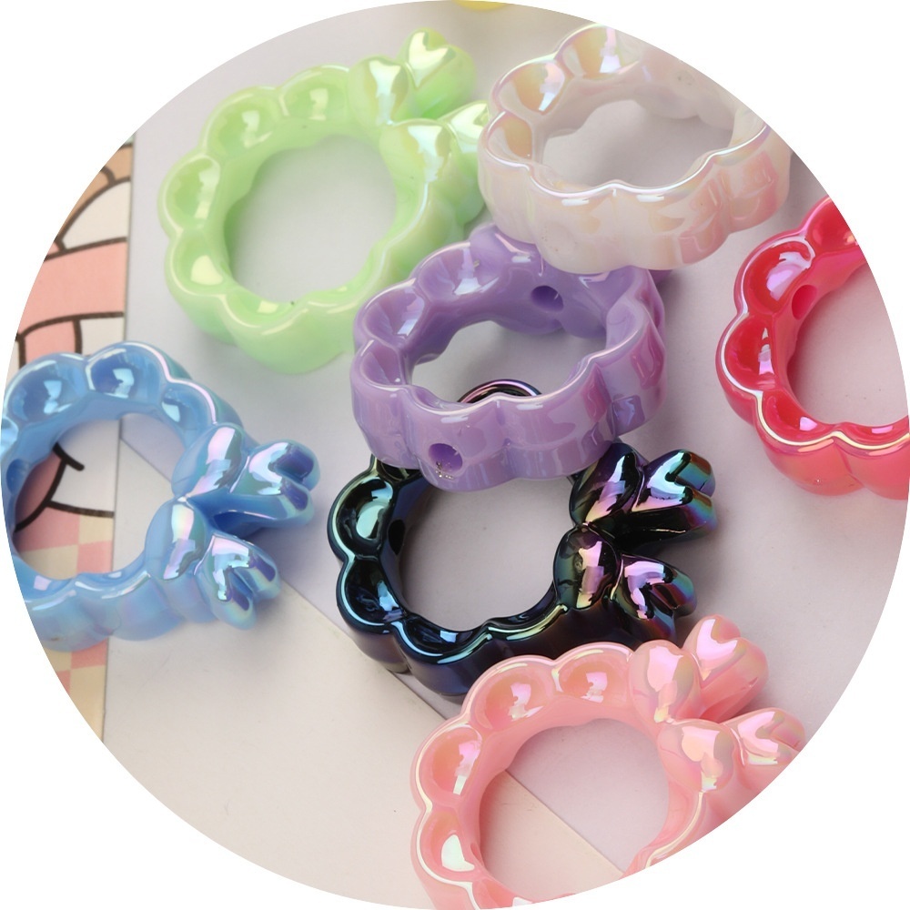 Colorful Wavy Flower & Bow Beads Base for DIY Phone Chain, Car Hanging, Keychain & Bead Pen