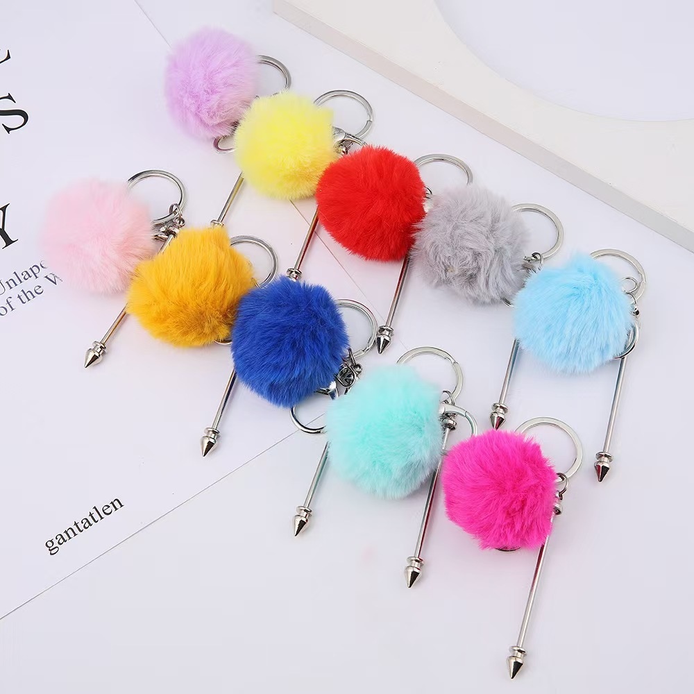  New Arrival DIY Conical Pom-Pom Buckle Kit – Premium Fluffy Carabiner Keychain, Cross-Border Hot Seller for Outdoor Hiking Businesses