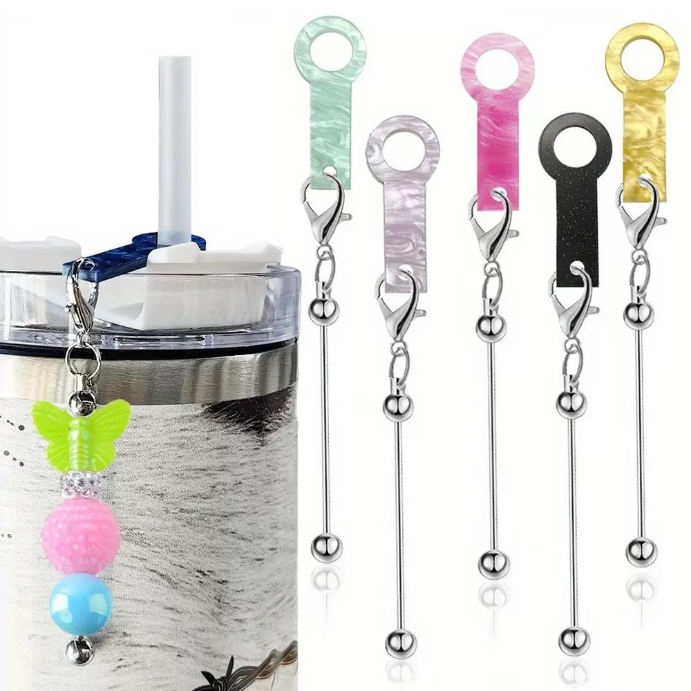 Custom Acrylic Beaded Straw Topper - Personalized Name Letter Charm for Tumblers, Handmade Water Bottle Straw Accessory, Cute Cup Decoration