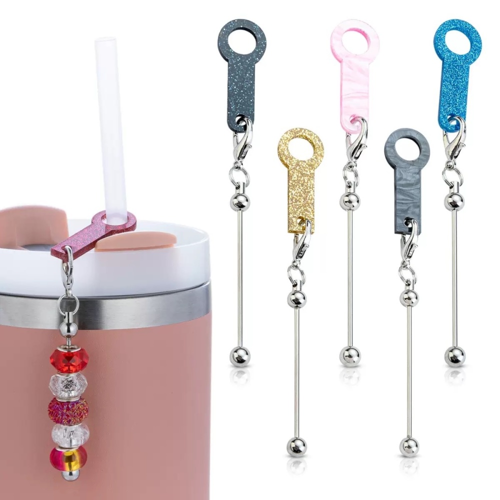 Custom Acrylic Beaded Straw Topper - Personalized Name Letter Charm for Tumblers, Handmade Water Bottle Straw Accessory, Cute Cup Decoration