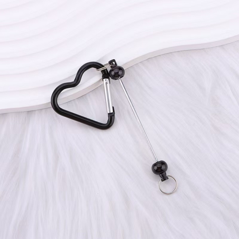 DIY Love Heart Carabiner with Colorful Beaded Chain - Women's Handbag Accessory