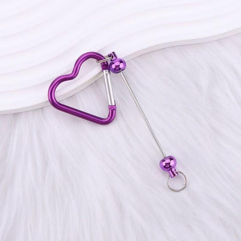 DIY Love Heart Carabiner with Colorful Beaded Chain - Women's Handbag Accessory