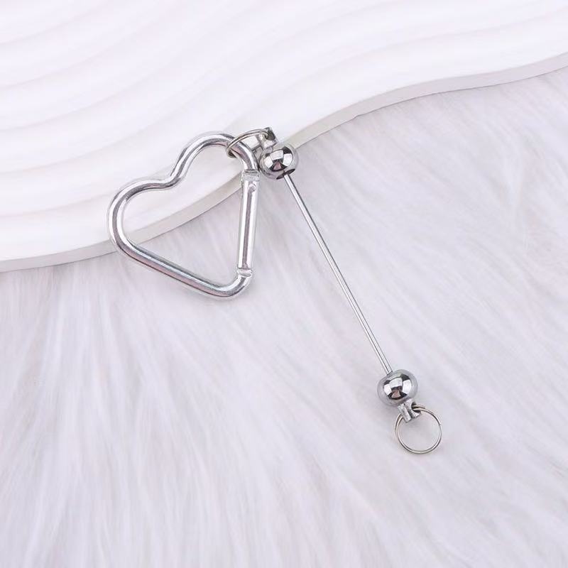 DIY Love Heart Carabiner with Colorful Beaded Chain - Women's Handbag Accessory